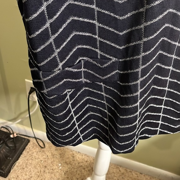 Misook Women's Jacket Blazer Chevron Knit One Button Notched Collar Blue - Picture 15 of 15